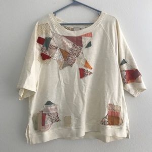 Cropped Quilter Pullover neutral motif